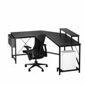 Bureau d'angle ergonomique pour gaming 105cmx80cm avec support d'écran