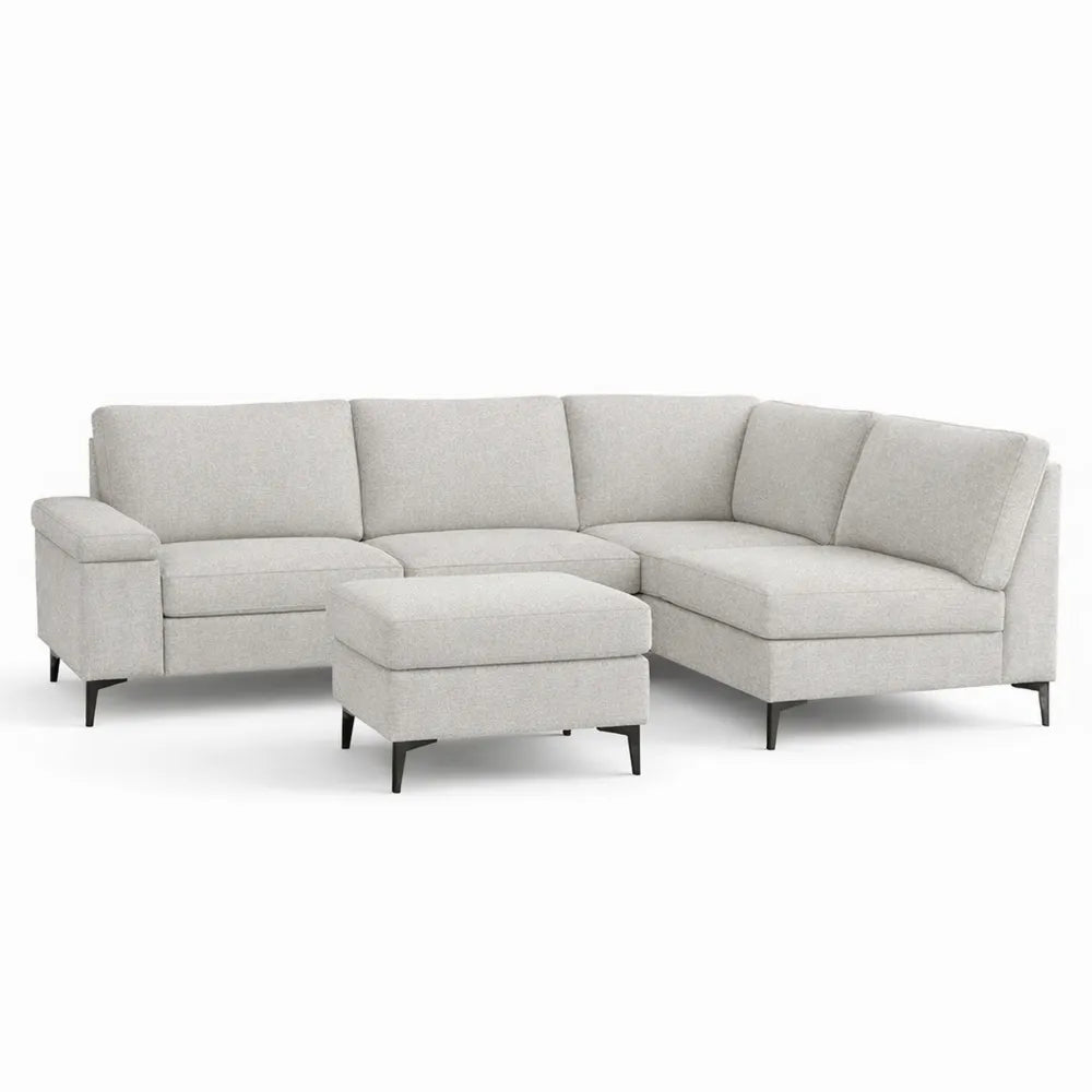 Canapé d'angle modulable en tissu chenille texturé beige