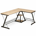 Bureau d'Angle Informatique avec Rangements, Couleur Naturelle
