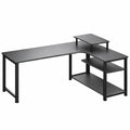 Bureau d'Angle en L avec Étagères et Port USB, Table Informatique